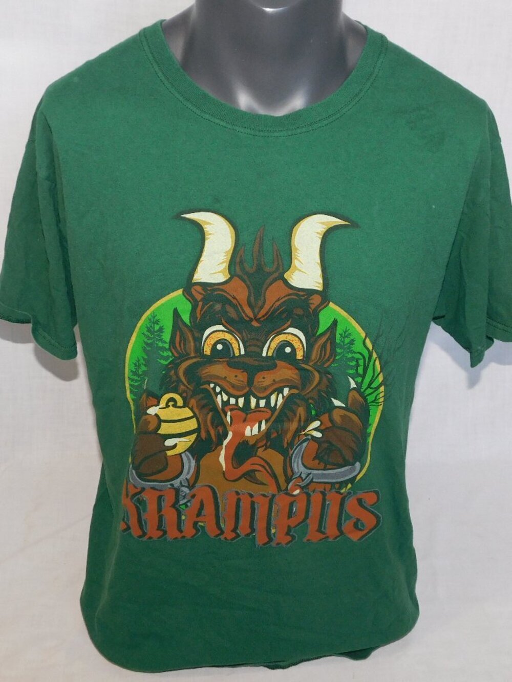 Lootcreat Lootwear Krampus Graphic T Shirt Green Christmas Monster Mens L